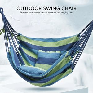 Hammock Camping Outdoor Furniture Hanging Rope Hammock Stol Swing Garden Hanging Hammock Swing Chair Lazy Bed With Pillow 240417