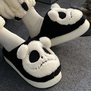 Slippers Cute Funny Ghost Cotton Women's Home Soft Sole Thick Plush Skull Winter