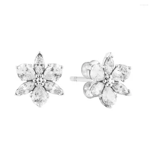 Stud Earrings Sparkling Herbarium Cluster Sterling Silver Jewelry For Woman Make Up Valentine's Day Gift Fashion