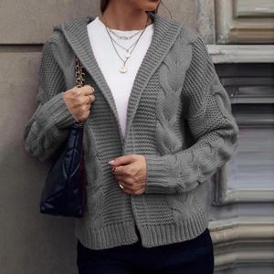 Damski dzianinowy sweter SWEAT Chunky z kapturem elegancki długie rękaw jesienne zimowe odzież wierzchnia odzież casualna