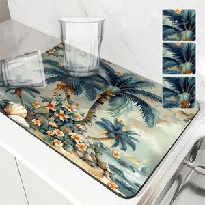 Table Mats Absorbent Mat Tropical Plants Kitchen Antiskid Drying Quick Dry Bathroom Drain Pad Tableware