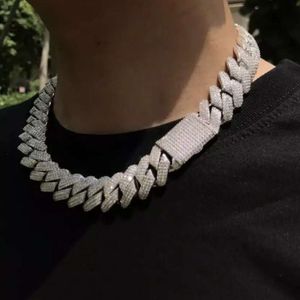 Hip Hop Custom Moissanite Iced Out Diamond 10mm 925 Silver Cuban Link Chain Necklace for Men