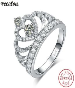 Vecalon Handmade Crown Ring 100 Soild 925 Sterling Silver Sona 5a Zircon CZ Engagement Wedding Band Rings for Women Men Gift8895162