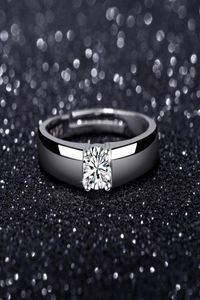 Sterling Silver Platinum Plated Classic Diamond Solitaire Ring Mens Par Lovers Wedding Holiday Gift Jewelry255p5326887