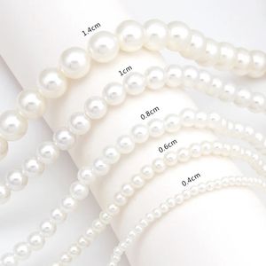 Retro White Pearl Choker Halsband för kvinnor Trendiga Summer Imitation Trend Elegant Aesthetic Wedding Jewelry 240429