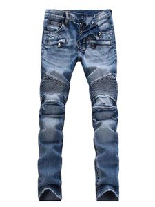 Männer lässig Biker Denim Jeans Stretchhose Solid regelmäßig fit männliche Straße Pant Vintage Jugend Großgröße 240426