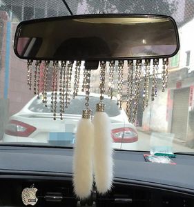 Ny Highend Car Crystal Diamante Pendant Mink bakspegel spegel hängande ornament charm bil interiör dekoration tillbehör5029436