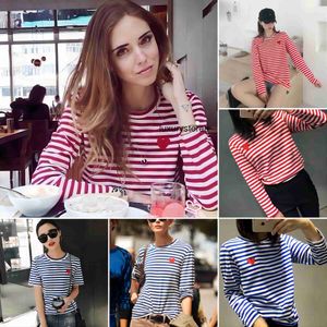 Women Hoodies Sweatshirts Designer Play Commes Jumpers Des Garcons Letter Embroidery Long Sleeve Pullover Red Heart Loose Sweater Clothing Short sleeved T-shirt