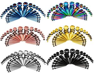 36PcsSet 6 Styles Ear Gauge Taper And Plug Stretching Kits Flesh Tunnel Expansion Body Piercing Jewelry Earring 14G00G G79L8359132