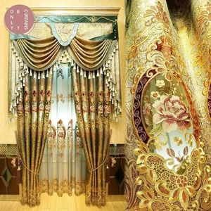 Gold Gilded Embroidered Hollowed Out Velvet Curtain for Living Room Bedroom Partition Customized Villa Valance Tube 240429