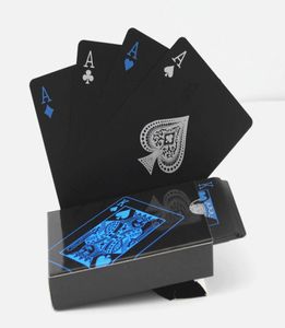 Yeniden kullanılabilir siyah plastik pokers su geçirmez masa oyun kartları sihirli poker kartları açık aile partisi oyun aracı 1 set lot 54 adet set9262138