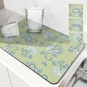 Table Mats Coffee Tablewear Drain Pad Ethnic Bathroom Square Absorbing Anti-slip Dry Mat Kitchen Placemat Dishes Cup Splash Proof Drainer