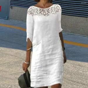 Party Dresses Dress Lace Detail Elegant Floral Midi For Women Half Sleeve O Neck Knee Length Summer Dating Shopping Stylish