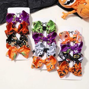 Hårtillbehör 4st/Set Halloween Bow Skull Hairclip For Kids Funny Hairpin Gothic Personality Girls Barn Party Baby Hair Accessories Set