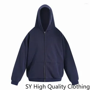 Herren Hoodies European und American High Street Y2K Loose K Ye Hoodie hochwertige Doppelschicht-Reißverschlussjacke Solid Farbe