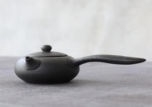 Luwu Black Cerâmica Kyusu Belém Kettle Pot Chinese Kung Fu Sets 150ml 2108135165581