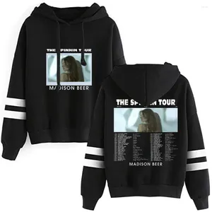 Hoodies masculinos Madison Beer The Spinnin Tour Pocketless Parallel Bars Sleeve Sweatshirt Man/Woman Hip Hop Tops únicos de mangas compridas