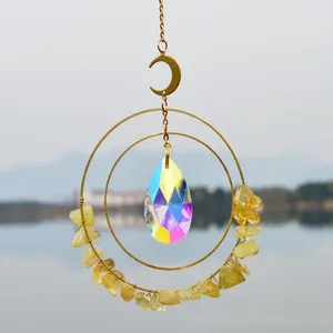 Dekorativa figurer Suncatcher Crystal Moon Crystals Prism Rainbow Sun Catcher Trädgårdsdekoration Hängande solkitfönster Patio prydnad