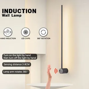 Lâmpada de parede lâmpadas LED de interruptor de indução de mão interna para fundo de fundo safa nórdico 360 ° Retacres de sensor rotativo para casa