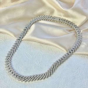 Beautiful Full White Moissanite Diamond Cuban Link Necklace 925 Starling Silver Customized Jewelry Gift for Men Women