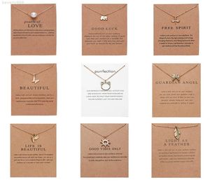 CR jewelry Arrival Dogeared Necklace With Gift card Elephant Pearl Love Wings Cross Key Zodiac sign Compass lotus Pendant For wome5046397