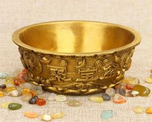 Rehabilitering av ren koppar cornucopia guld ris skål hem furong feng shui brons ornament6671040