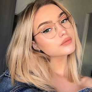 Vintage Round Glasses Frame Women Metal Small Circle Shape Eyewear Clear Optical Eyeglasses Transparent Lens Spectacle Gafas 240425