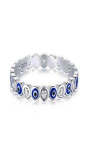 Genuine 925 Sterling Silver Evil Eye Ring Charm Blue Wedding Eternity Rings For Women Lucky Turkey Jewelry Gift for Girl 2022 W2207333339