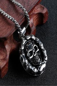 Antik silverfärgskalle hänge halsband personliga hiphop motorcykel kedja rock halsband för män viking smycken homme4878962