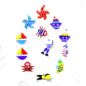 Dekorative Figuren Aquarium Dekor schwimmende Gla Bubble Ball mit Mini -Meeretier -Charm süßes Segelboot Krabben Seehorse Diver Frogman