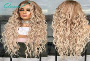 الباروكات الدانتيل فضفاضة مجعد الشعر البشري الباروكة 13x413x6 Caramel Light Blonde Ombre أبرز ملونة Remy 150 26quot28quot Qear7028488