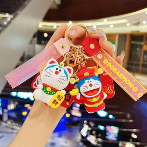 Autentisk Doraemon Keychain Pendant Cartoon Anime Accessories Silicone Doll Nyckelring Dock Keychain