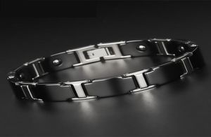 Korean Mens Fashion Popular Health Armband Male Ceramic Braclet Black Tungsten Steel Energy Magnet Therapy Bileklik3625891