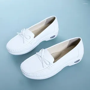 Casual Shoes Spring Autumn Women Ladies Leather Loafers Slip On Breathable Mother Soft Work Flats