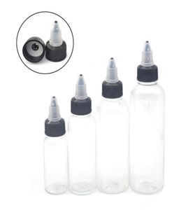 50pcs 30ml 60ml 100ml 120ml in plastica tatuaggio vuoto top bottiglia nero berretto nero trasparente Accessori per tatuaggi in bottiglia trasparente T202945098