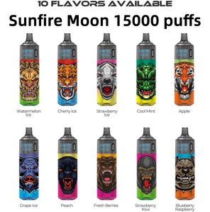 Sunfire Sunfire originale 15000Puffs E usa e gettate Sigarette Kit di dispositivo per dispositivo ricaricabile Ricarica da 20 ml di carrelli predefiniti POD VAPE BIGG BIG 6 RGB Light Tornado 9000 PRO VAPES