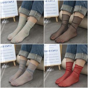 Kadınlar çorap nefes alabilen yaz basit şeffaf elastik moda parlak Kore tarzı parıltı ipek ipek çorap ince