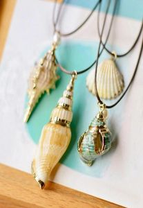 Naturalny styl biżuterii Kolor Cowrie Shells Conch Gold Border Travel Commorative Women039S Choker Naszyjnik Jewe7435170