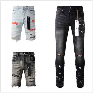 Designer de jeans roxo para calça de jeans masculina Ripped Ripped Hip High Street Fashion Marca Pantalones Vaqueros para Hombre Motocicleta Fechar Ajuste A3