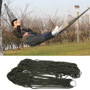 Hammocks Outdoor Nylon Mesh Hammock Swing Leisure Hang Sleeping Bed Outdoor Travel Camping Adult Portable Foldable Hammock