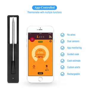Meat Food Steak Thermometer Wireless Digital Bluetooth Barbecue Accessories for Oven Grill BBQ Smoker Kitchen Sous Vide Cooking 240423