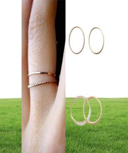 Тонкое тонкое розовое золото с кольцом с кусочком маленького пальца Midi Finger Ring Simple Design Fashion Jewelry для женщин5414400