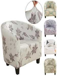 Stol täcker Stretch Club Tryckt Floral Tub Couch Cover Fåtöljer Slipcover Single Seat For Bar Counter Living Room8986783