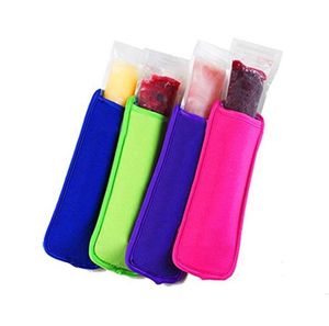 16 färger Antizing Ice Lolly Bags Tools Zer Icy Pole Icicle Holders Återanvändbara Neoprenisolering Icesucker Sleeves Bag FO9536846