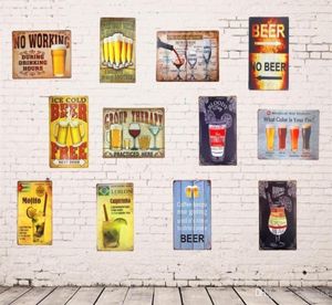 2021 Funny Metal Tin Signs No Working Wine Whisky Cocktail Wall Plaque Bar Poster Restaurant Coffee Cafe Bar Pub iron Wall Sticker2967106