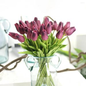 Fiori decorativi da 20 pc tulipani artificiali di seta con buona consistenza per bouquet di nozze animali amichevoli