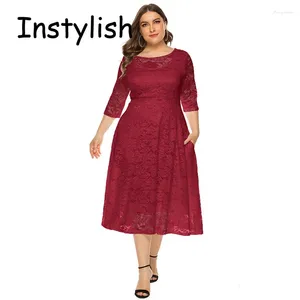 Party Dresses Women Summer Sexy Lace Midi Dress Elegant Hollow Out Half Sleeve O Neck A Line Y2K Evening Robe Vestidos