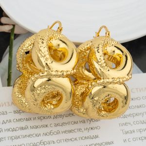 Modeörhängen sätter bankett Golden Drop Women Gold Plated Fashion Brass Lady Big Earring For Girls Hoops Golden Hoop örhängen 240418