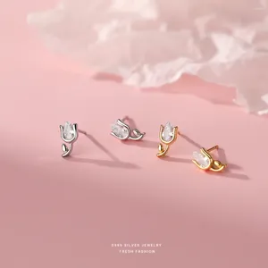 Brincos de garanhão Real puro coreano 925 flor de prata esterlina para mulheres 2024 moda jóias boêmias por atacado