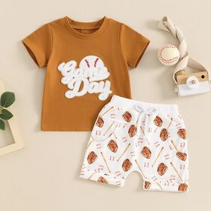 Kleidung Sets Baby Boys Girl Kurzarm Stickbuchstaben T-Shirt mit Baseballdruck Shorts Born Set Summer Outfit